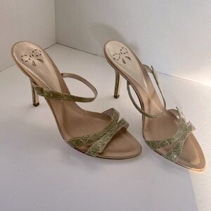 Elegant Sandals Olive Color Strappy Heels